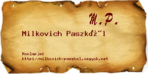 Milkovich Paszkál névjegykártya